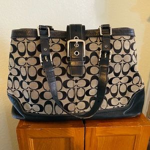 Large Black & grey Coach signature satchel.